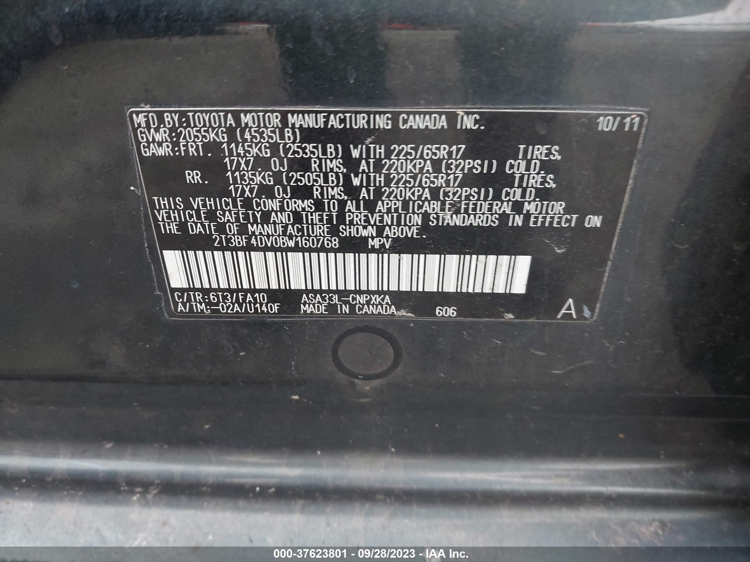 Photo 8 VIN: 2T3BF4DV0BW160768 - TOYOTA RAV 4 