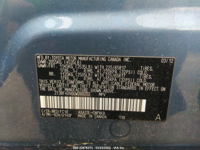 Photo 8 VIN: 2T3BF4DV0CW200252 - TOYOTA RAV4 