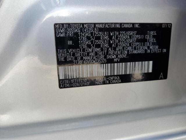 Photo 12 VIN: 2T3BF4DV0CW235325 - TOYOTA RAV4 