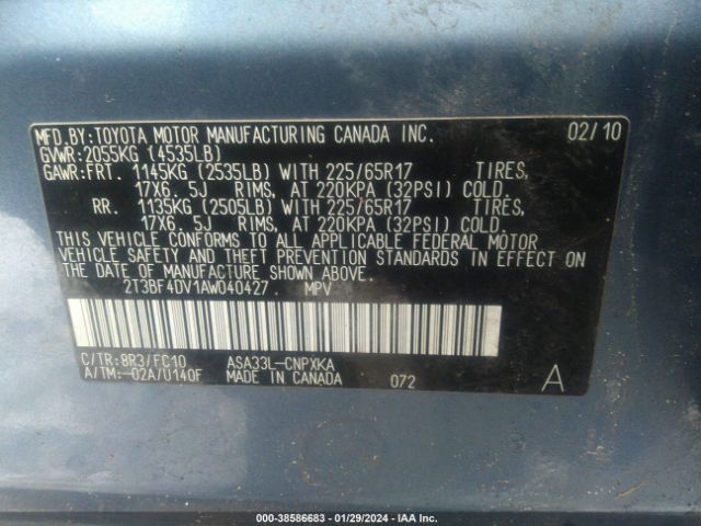 Photo 8 VIN: 2T3BF4DV1AW040427 - TOYOTA RAV4 