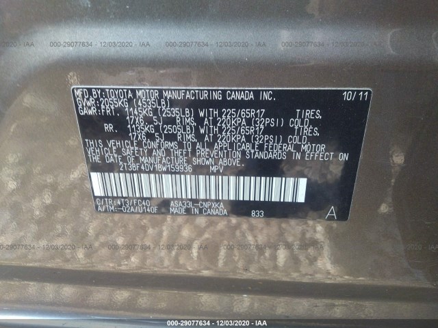 Photo 8 VIN: 2T3BF4DV1BW159936 - TOYOTA RAV4 