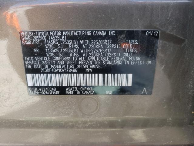 Photo 9 VIN: 2T3BF4DV1CW178486 - TOYOTA RAV4 