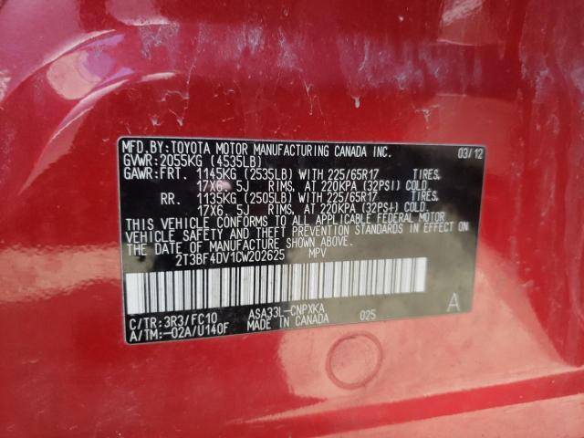 Photo 9 VIN: 2T3BF4DV1CW202625 - TOYOTA RAV4 