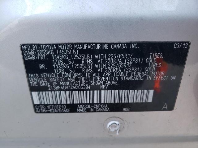 Photo 9 VIN: 2T3BF4DV1CW205394 - TOYOTA RAV4 