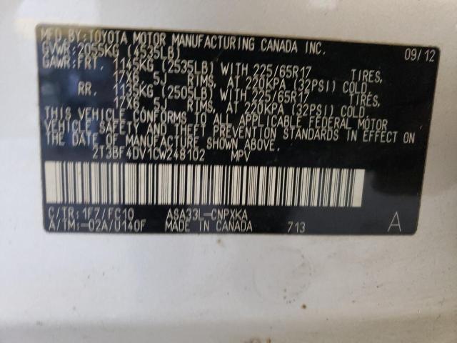 Photo 12 VIN: 2T3BF4DV1CW248102 - TOYOTA RAV4 