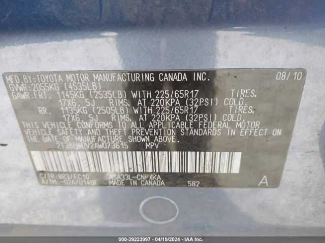 Photo 8 VIN: 2T3BF4DV2AW073615 - TOYOTA RAV4 