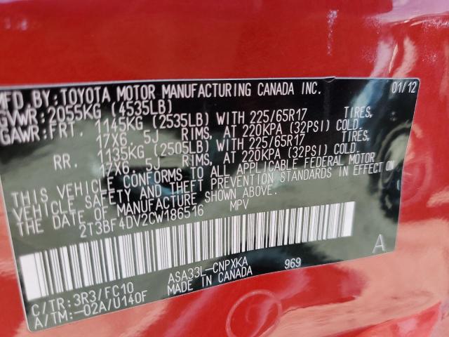 Photo 9 VIN: 2T3BF4DV2CW186516 - TOYOTA RAV4 