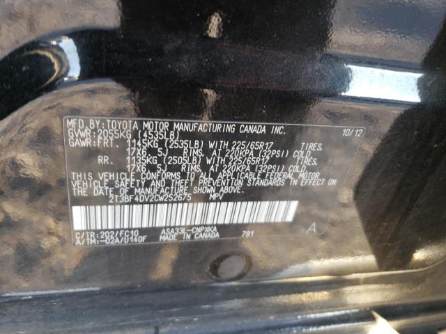 Photo 12 VIN: 2T3BF4DV2CW252675 - TOYOTA RAV4 