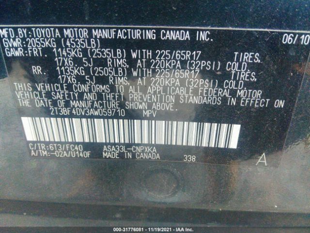 Photo 8 VIN: 2T3BF4DV3AW059710 - TOYOTA RAV4 