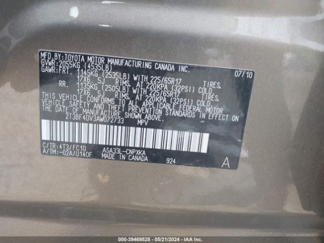 Photo 8 VIN: 2T3BF4DV3AW072733 - TOYOTA RAV4 