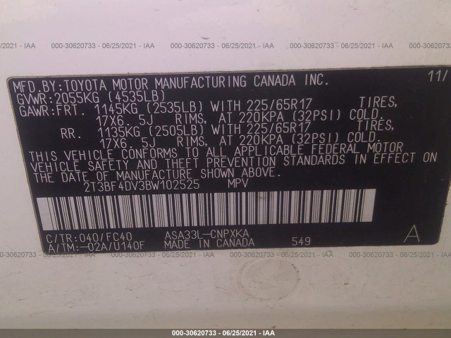 Photo 8 VIN: 2T3BF4DV3BW102525 - TOYOTA RAV4 