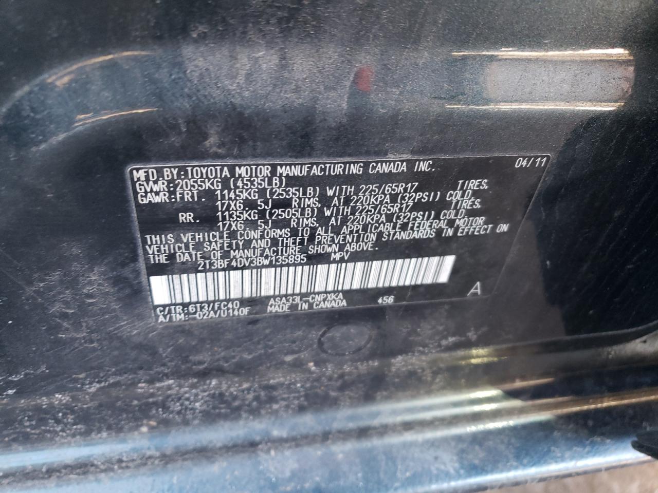 Photo 12 VIN: 2T3BF4DV3BW135895 - TOYOTA RAV 4 