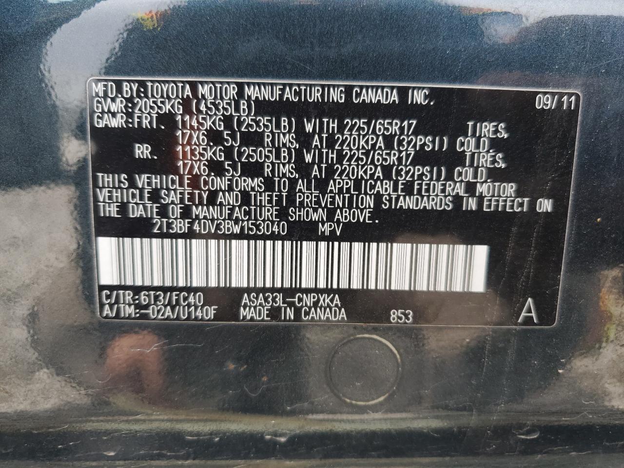 Photo 11 VIN: 2T3BF4DV3BW153040 - TOYOTA RAV 4 