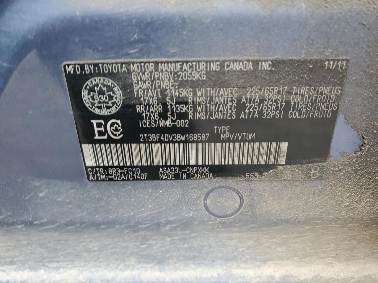 Photo 11 VIN: 2T3BF4DV3BW168587 - TOYOTA RAV 4 