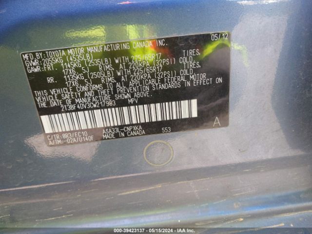 Photo 8 VIN: 2T3BF4DV3CW217983 - TOYOTA RAV4 