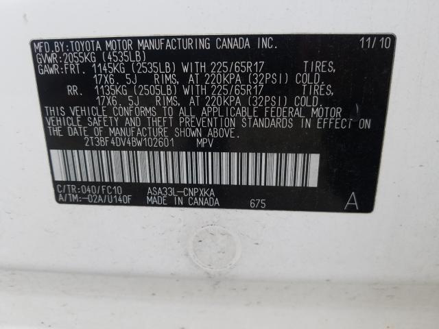 Photo 9 VIN: 2T3BF4DV4BW102601 - TOYOTA RAV4 