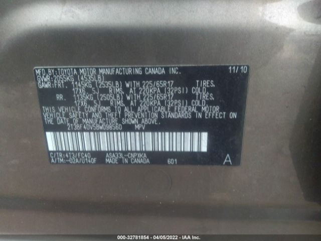 Photo 8 VIN: 2T3BF4DV5BW098560 - TOYOTA RAV4 