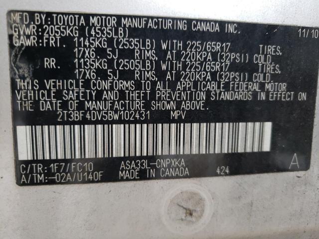 Photo 11 VIN: 2T3BF4DV5BW102431 - TOYOTA RAV4 