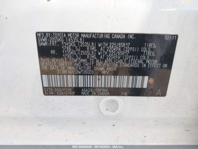 Photo 8 VIN: 2T3BF4DV5BW126003 - TOYOTA RAV4 