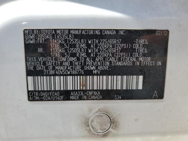 Photo 12 VIN: 2T3BF4DV5CW188776 - TOYOTA RAV4 