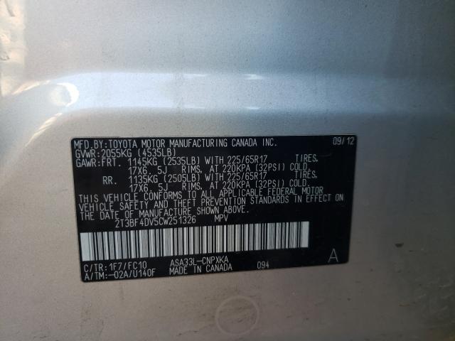 Photo 9 VIN: 2T3BF4DV5CW251326 - TOYOTA RAV4 