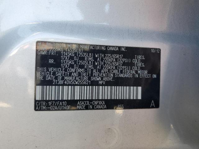 Photo 12 VIN: 2T3BF4DV5CW255621 - TOYOTA RAV4 