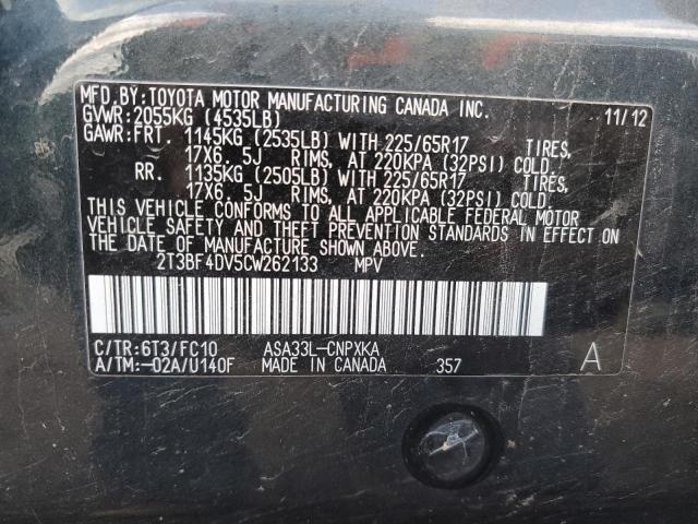 Photo 12 VIN: 2T3BF4DV5CW262133 - TOYOTA RAV4 