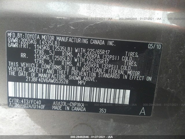 Photo 8 VIN: 2T3BF4DV6AW053528 - TOYOTA RAV4 