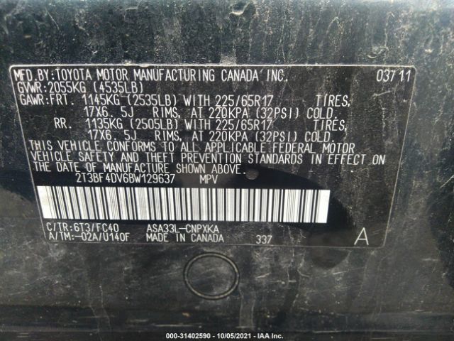 Photo 8 VIN: 2T3BF4DV6BW129637 - TOYOTA RAV4 