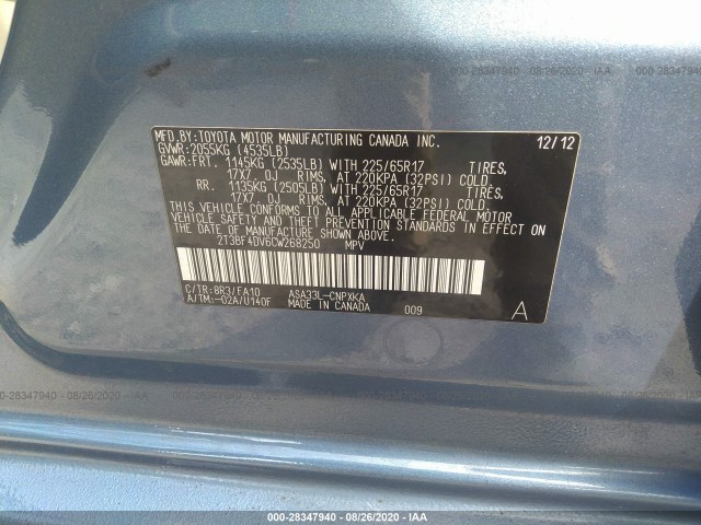 Photo 8 VIN: 2T3BF4DV6CW268250 - TOYOTA RAV4 