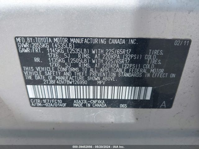 Photo 8 VIN: 2T3BF4DV7BW126990 - TOYOTA RAV4 