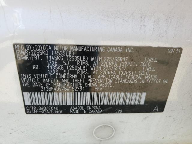 Photo 11 VIN: 2T3BF4DV7BW152781 - TOYOTA RAV4 