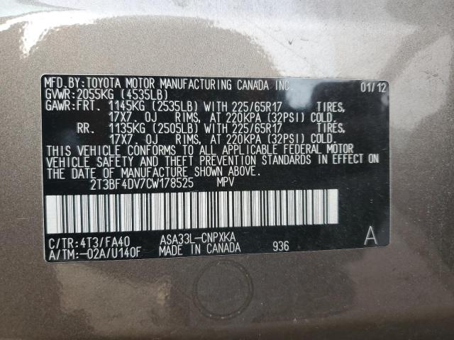 Photo 13 VIN: 2T3BF4DV7CW178525 - TOYOTA RAV4 