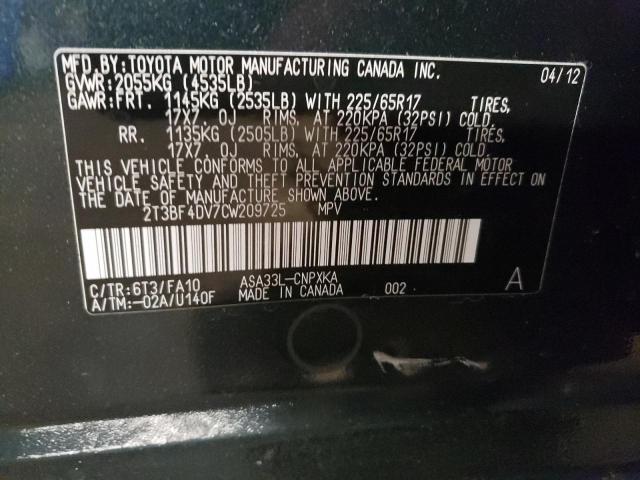 Photo 11 VIN: 2T3BF4DV7CW209725 - TOYOTA RAV4 