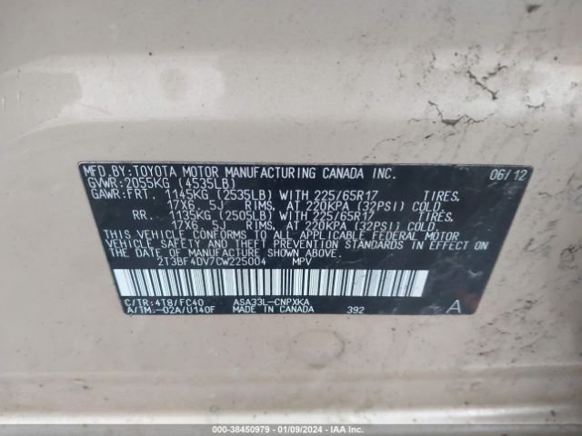 Photo 8 VIN: 2T3BF4DV7CW225004 - TOYOTA RAV4 