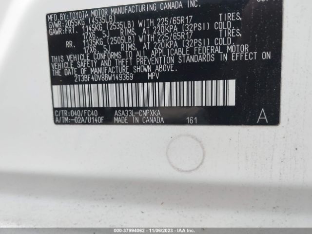 Photo 8 VIN: 2T3BF4DV8BW149369 - TOYOTA RAV4 