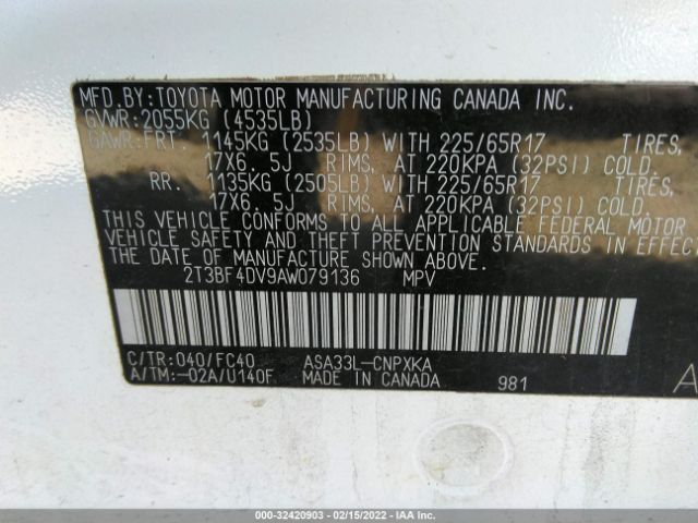 Photo 8 VIN: 2T3BF4DV9AW079136 - TOYOTA RAV4 