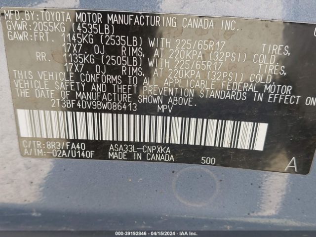 Photo 8 VIN: 2T3BF4DV9BW086413 - TOYOTA RAV4 