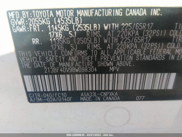 Photo 8 VIN: 2T3BF4DV9BW098304 - TOYOTA RAV4 