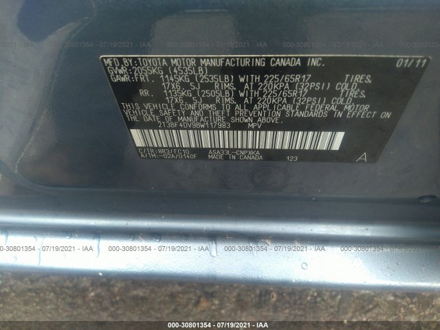 Photo 8 VIN: 2T3BF4DV9BW117983 - TOYOTA RAV4 