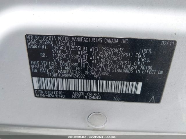 Photo 8 VIN: 2T3BF4DV9BW124982 - TOYOTA RAV4 