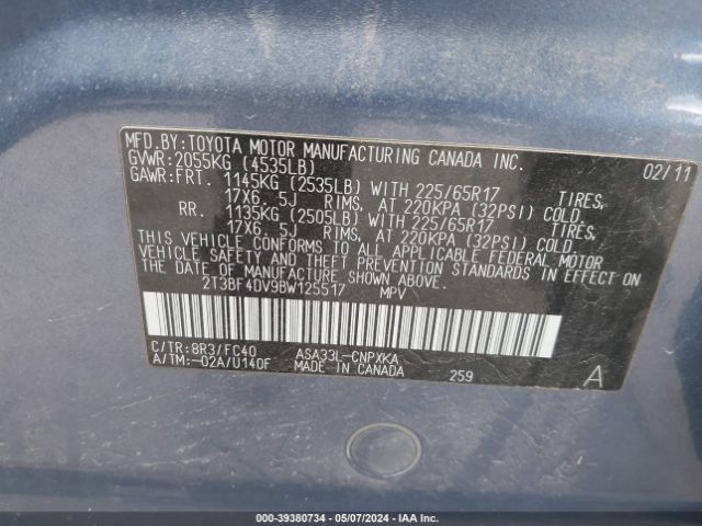 Photo 8 VIN: 2T3BF4DV9BW125517 - TOYOTA RAV4 