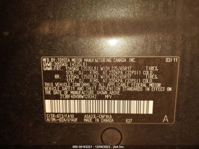 Photo 8 VIN: 2T3BF4DV9BW129342 - TOYOTA RAV4 