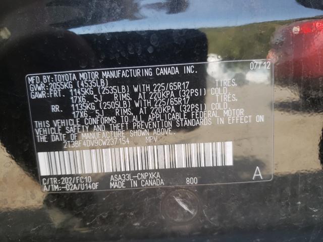 Photo 9 VIN: 2T3BF4DV9CW237154 - TOYOTA RAV4 