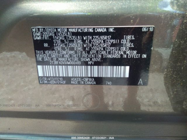 Photo 8 VIN: 2T3BF4DVXAW066489 - TOYOTA RAV4 