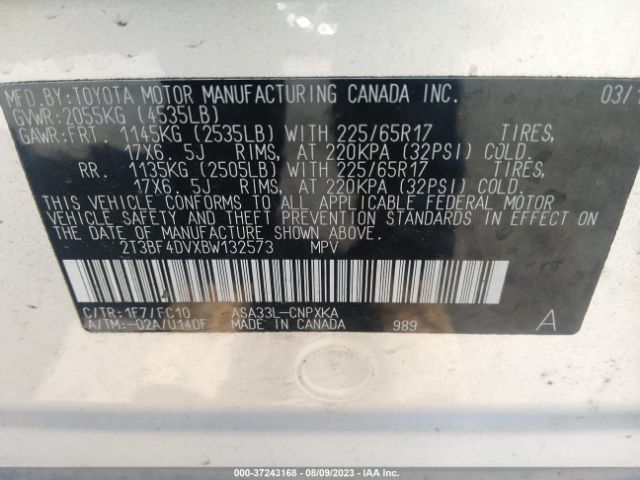 Photo 8 VIN: 2T3BF4DVXBW132573 - TOYOTA RAV4 