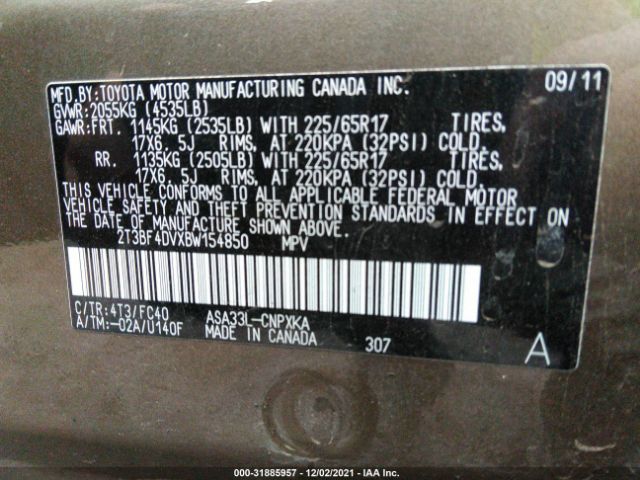 Photo 8 VIN: 2T3BF4DVXBW154850 - TOYOTA RAV4 