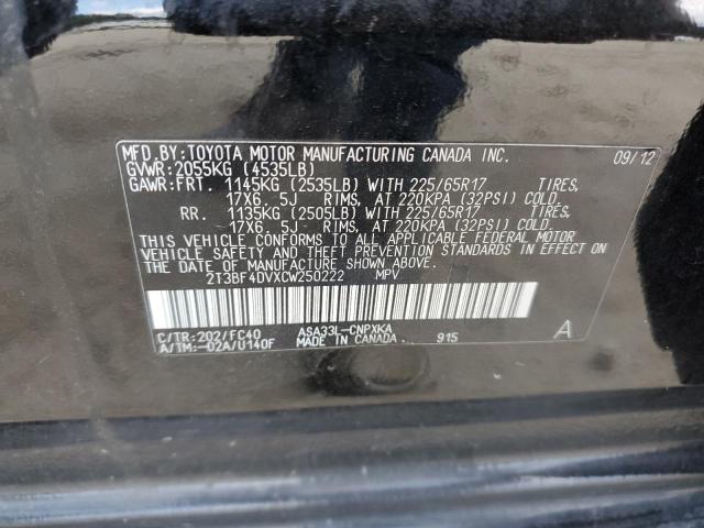 Photo 13 VIN: 2T3BF4DVXCW250222 - TOYOTA RAV4 