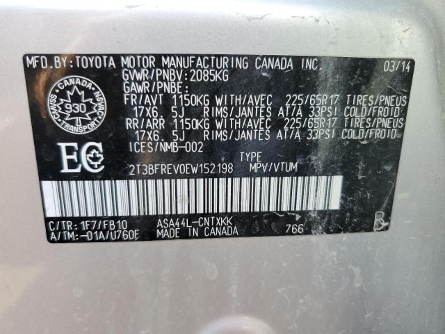 Photo 12 VIN: 2T3BFREV0EW152198 - TOYOTA RAV4 LE 