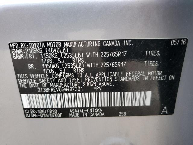 Photo 12 VIN: 2T3BFREV0GW497301 - TOYOTA RAV4 LE 